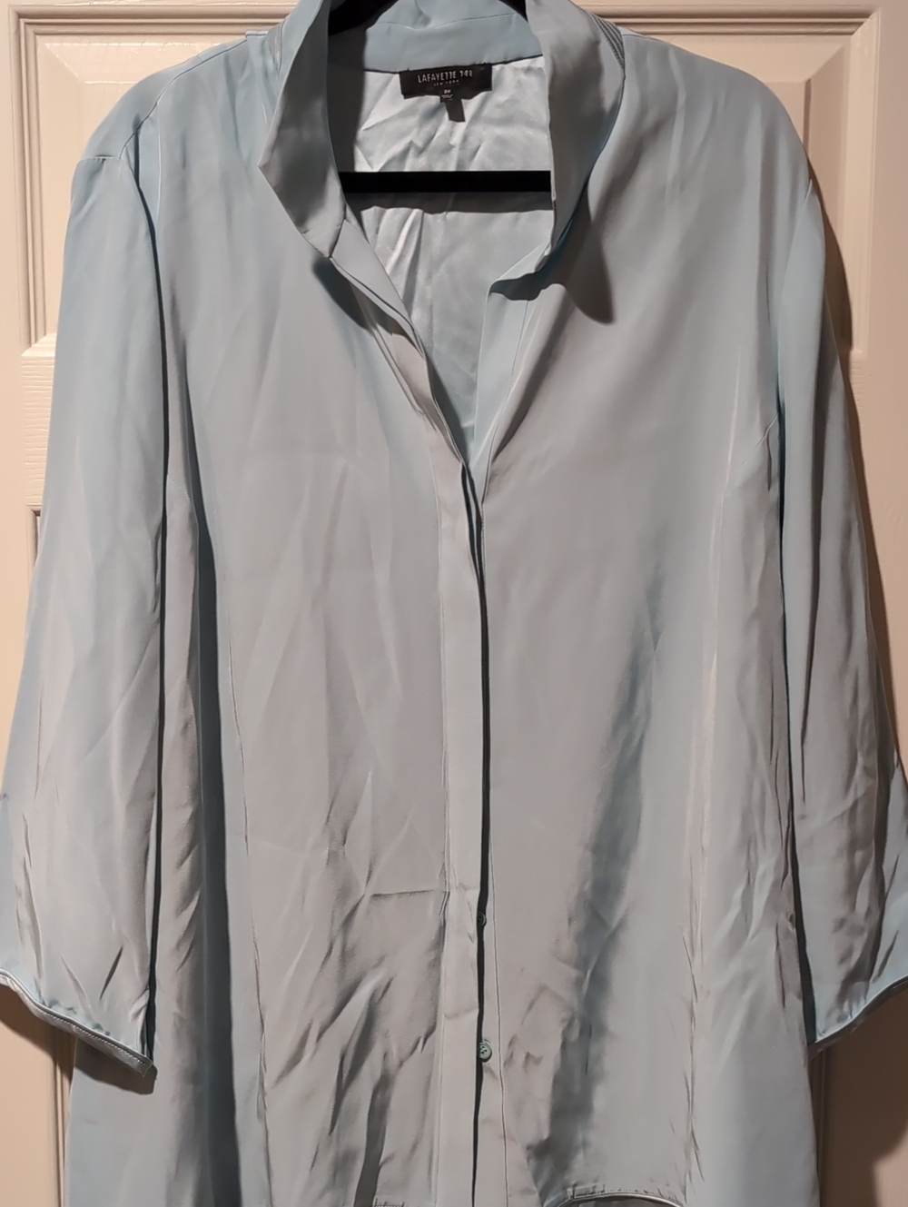 Lafayette 148 New York Pale Blue Silk Button-Front Tunic